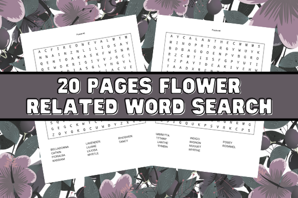 Engage with 20 Pages Flowers Word Search