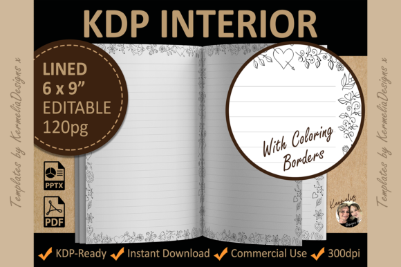 Floral Lined Coloring Interior Template